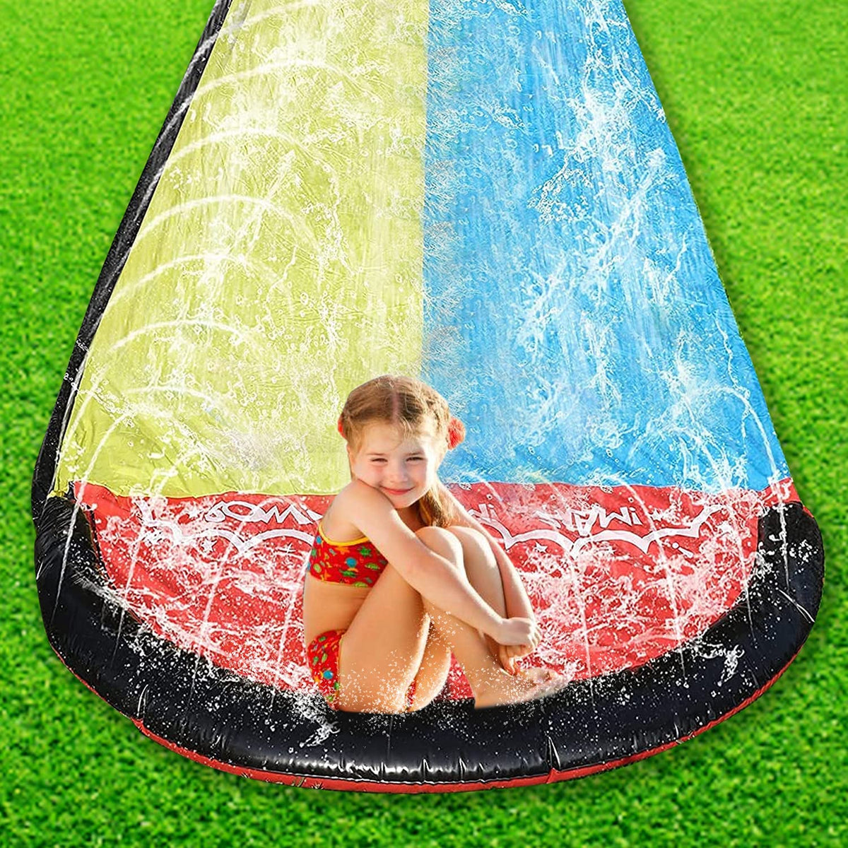 15.5ft Double Race Lanes Water Slide H354785
