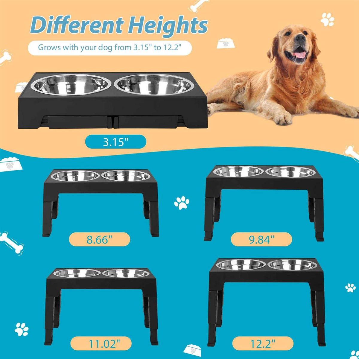 Elevated Dog Bowls with 2 Stainless Steel Bowls I2211