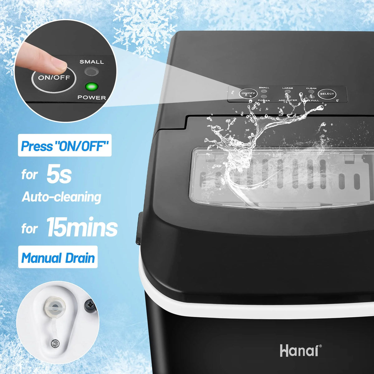 Portable Ice Maker with Ice Scoop and Basket D6415